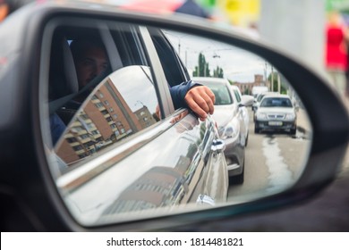 Kharkiv, Ukraine - 22.08.2020 Man In The Rearview Mirror 