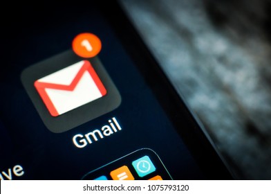 Kharkiv, Ukraine - 23 April, 2018: Gmail application icon on a smartphone screen