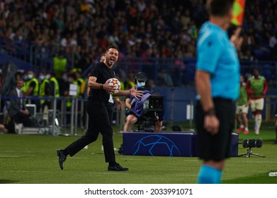 KHARKIV, UKRAINE - AUGUST 24, 2021: Coach Roberto De Zerbi. The UEFA Champions League, Match Shakhtar Vs Monaco