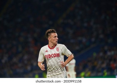 KHARKIV, UKRAINE - AUGUST 24, 2021: Aleksandr Golovin. The UEFA Champions League, Match Shakhtar Vs Monaco