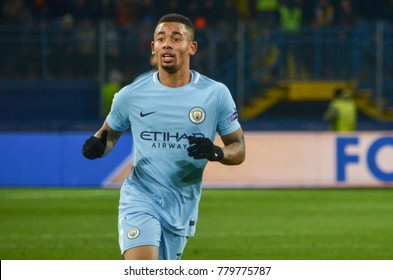 KHARKIV, UKRAINE - December 06, 2017: Gabriel Jesus During The UEFA Champions League Match Between Shakhtar Donetsk Vs Manchester City (England), Ukraine