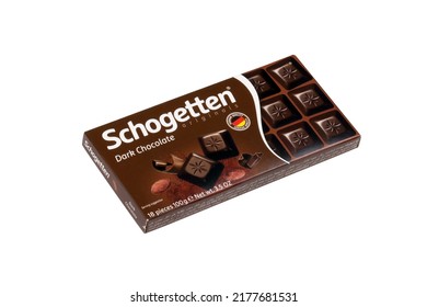 KHARKIV, UKRAINE - DECEMBER 18, 2020: Schogetten Chocolate Pack. Dark Chocolate Produced By Ludwig Schokolade GmbH And Co. KG, One Of Europe's Most Successful Confectionery Suppliers