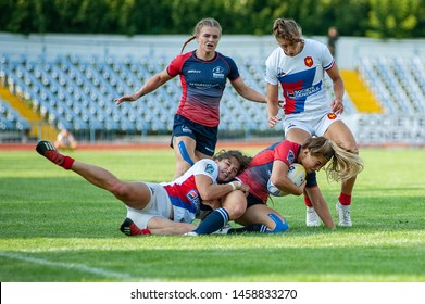 Kharkiv, Ukraine - July 21, 2019: Final Game Rugby Europe Women Sevens Grand Prix Series Between Russia Vs France