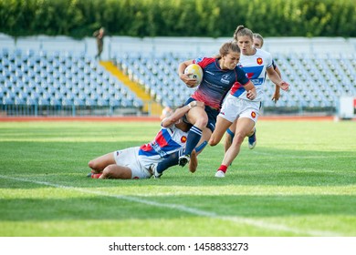 Kharkiv, Ukraine - July 21, 2019: Final Game Rugby Europe Women Sevens Grand Prix Series Between Russia Vs France