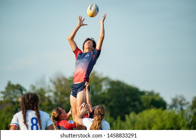 Kharkiv, Ukraine - July 21, 2019: Final Game Rugby Europe Women Sevens Grand Prix Series Between Russia Vs France