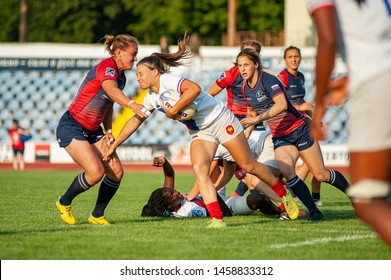 Kharkiv, Ukraine - July 21, 2019: Final Game Rugby Europe Women Sevens Grand Prix Series Between Russia Vs France