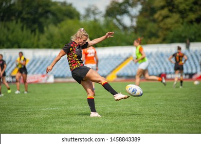 Kharkiv, Ukraine - July 21, 2019: Qualifying Game Rugby Europe Women's Sevens Grand Prix Series Between Belgium Vs Nederlands