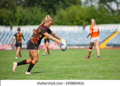 Kharkiv, Ukraine - July 21, 2019: Qualifying Game Rugby Europe Women's Sevens Grand Prix Series Between Belgium Vs Nederlands