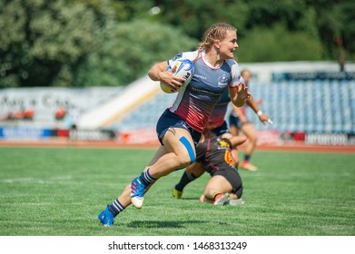 Kharkiv, Ukraine - July 21, 2019: Qualifying Game Rugby Europe Women's Sevens Grand Prix Series Between Russia Vs Belgium