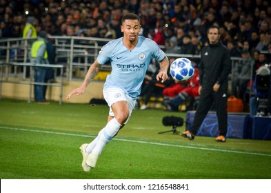 KHARKIV, UKRAINE - October 23, 2018: Gabriel Jesus During The UEFA Champions League Match Between Shakhtar Donetsk Vs Manchester City (England), Ukraine