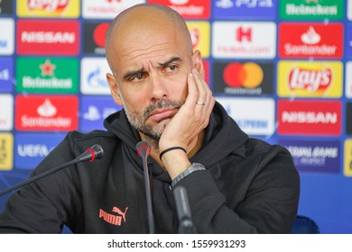 Kharkiv, Ukraine - September 17, 2019: Josep Pep Guardiola On Prematch Press Conference. Close Up Portrait.