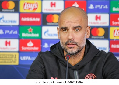 Kharkiv, Ukraine - September 17, 2019: Josep Pep Guardiola On Prematch Press Conference. Close Up Portrait.