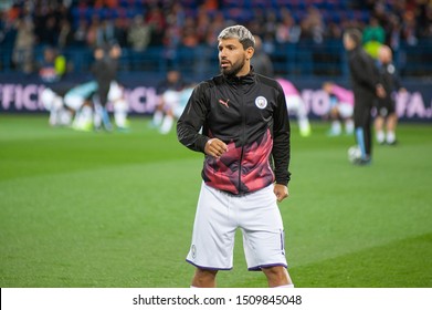 Kharkiv, Ukraine - September 18, 2019: Argentine Footballer Sergio Aguero  Forward Of Manchester City During UEFA Champions League Vs Shakhtar