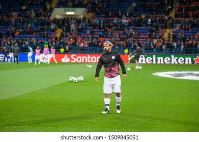 Kharkiv, Ukraine - September 18, 2019: Argentine Footballer Sergio Aguero  Forward Of Manchester City During UEFA Champions League Vs Shakhtar