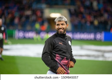 Kharkiv, Ukraine - September 18, 2019: Argentine Footballer Sergio Aguero  Forward Of Manchester City During UEFA Champions League Vs Shakhtar