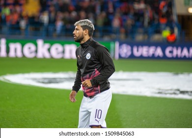 Kharkiv, Ukraine - September 18, 2019: Argentine Footballer Sergio Aguero  Forward Of Manchester City During UEFA Champions League Vs Shakhtar