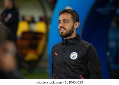 Kharkiv, Ukraine - September 18, 2019: Football Player Of Manchester City Bernardo Silva Before UEFA Champions League Match Vs Shakhtar At Metalist Stadium