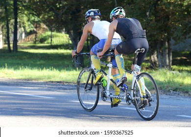 KHARKOV, UKRAINE - AUGUST 28, 2016: Triathlon Competitions Of The World Series, Ocean Lava. Cycling Stage.