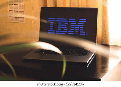 Kharkov, Ukraine - February 23, 2021: IBM Logo On Laptop Screen. High Quality Photo