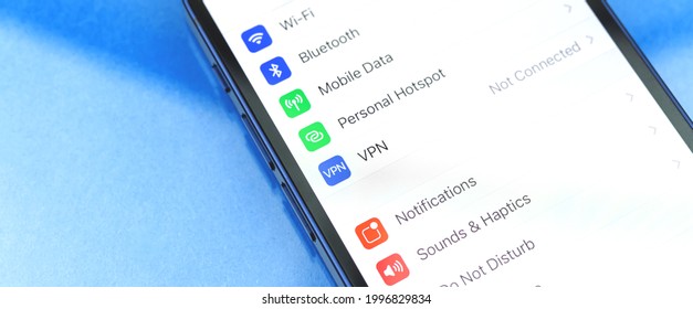 Kharkov, Ukraine - June 20, 2021: VPN Setting On Apple IPhone 12 Screen, Banner 