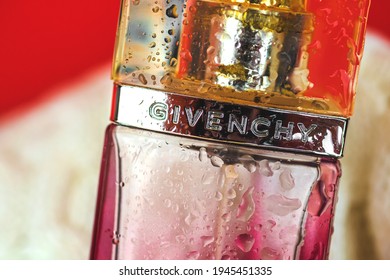 Kharkov, Ukraine - March 23, 2021: Close-up Of Givenchy Logo, Luxury French Perfume