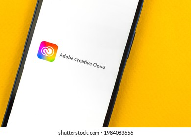 Kharkov, Ukraine - May 28, 2021: Adobe Creative Cloud Logo On The Screen Close Up Photo