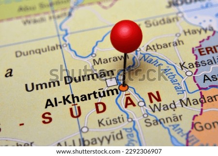 Khartoum located on map, Sudan