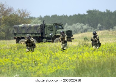 Kherson, Kherson Oblast, Ukraine - July 2 2021: The Ukrainian Marines At The Training Ground During The Sea Breeze 2021 Multinational Exercise.