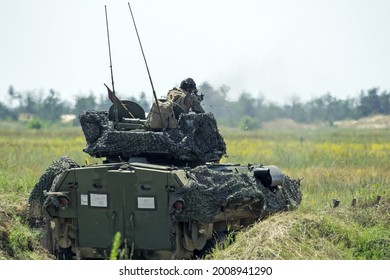 Kherson, Kherson Oblast, Ukraine - July 2 2021: A U.S. Marine Shoots At A Training Ground During The Sea Breeze 2021 Multinational Exercise.