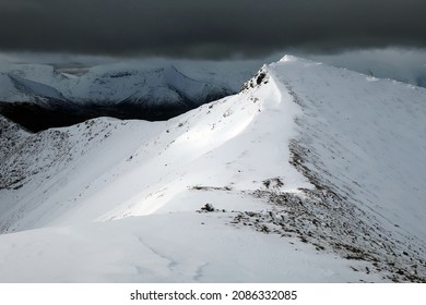 Khibiny mountains covered with snow landscape, Far North Russia