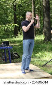 Khimki, Moscow Region, Russia - August 19, 2012. The Leader Of The Left Front Sergei Udaltsov At A Meeting Of Activists In The Khimki Forest