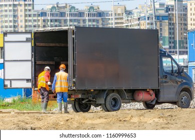 KHIMKI, RUSSIA - August 13, 2018: Delivery Of Building Materials To The Construction Site