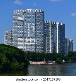 Khimki, Russia - July 11. 2021. Residential Complex Mayak At Moscow Canal