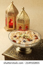 Khir or kheer payasam also known as Sheer Khurma Seviyan consumed especially on Eid or any other festival in india asia. Served with dry fruits toppings in a bowl - Shutterstock ID 2149102855
