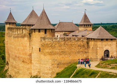 Khotyn, Ukraine - May 2017: Ancient medieval Khotyn castle located on the right bank of the Dniester River. - Shutterstock ID 1184866675