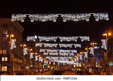 Khreshchatyk, The Main Street Of Kyiv At Christmas