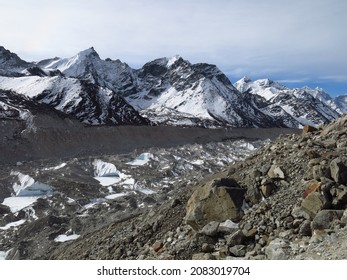 Khumbu Glacier And Mountains Near Gorak Shep.