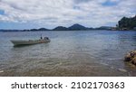 Kia harbour on a clear day. Kia village is located on Isabel Province the longest Island in the Solomon Islands