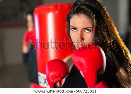 Kick boxers girls about to fight.