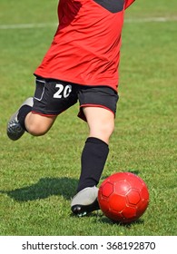 Kick Off On A Kid Soccer Match In Summer