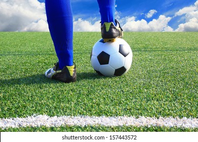 Kicking the soccer ball 