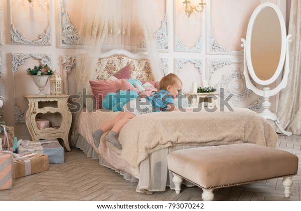 Kid Bedroom On Bed Christmas Holidays Stock Photo Edit Now