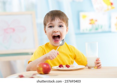 Kid Boy Eating Healthy Food Home Stock Photo 237693403 | Shutterstock