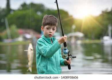 Kid Boy Hold Fish On Fishing Stock Photo 1408958606 | Shutterstock