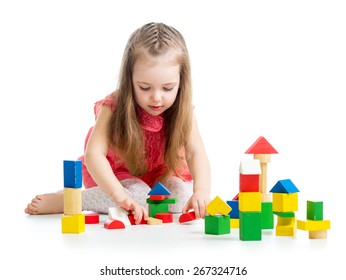 kid child girl playing on floor isolated