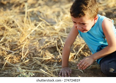 Kid crying on field