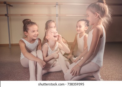  Kid In Dance Class. Child Girl Is Studying Ballet