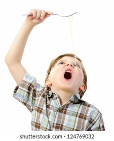 Kid Eating Spaghetti