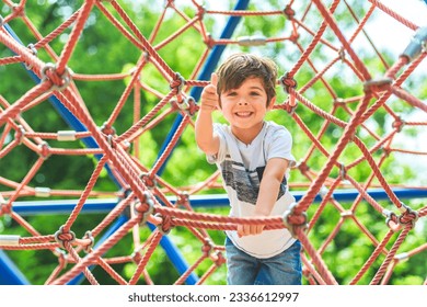 A Kid exercise for health and sport concept. Happy child boy playing - Powered by Shutterstock