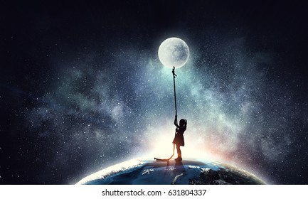 Girl On Moon Images Stock Photos Vectors Shutterstock